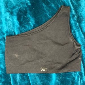 Set active ribbed one shoulder bra